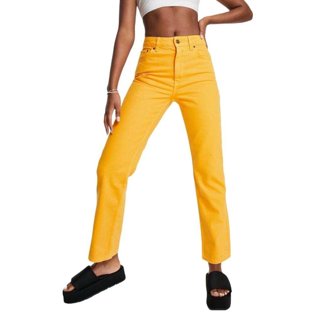Topshop High Waist Dad Jeans Orange Women’s Sz 10 - Picture 1 of 7
